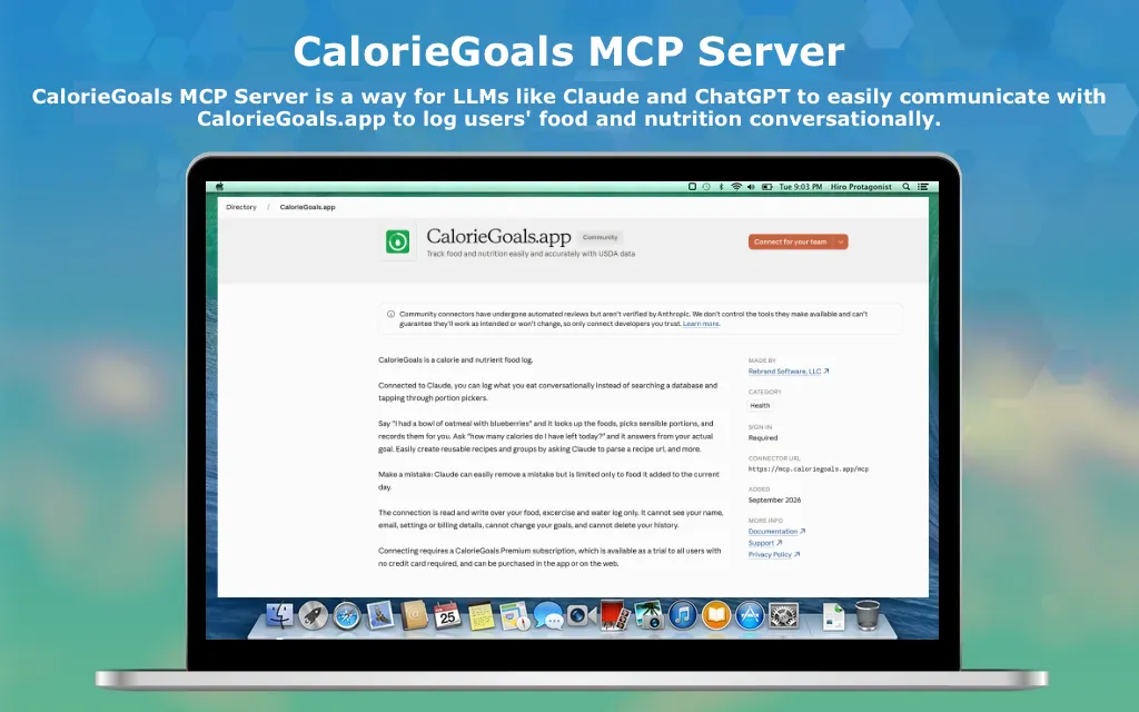 CalorieGoals MCP Server